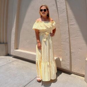 Yellow Off-Shoulder Maxi Dress
